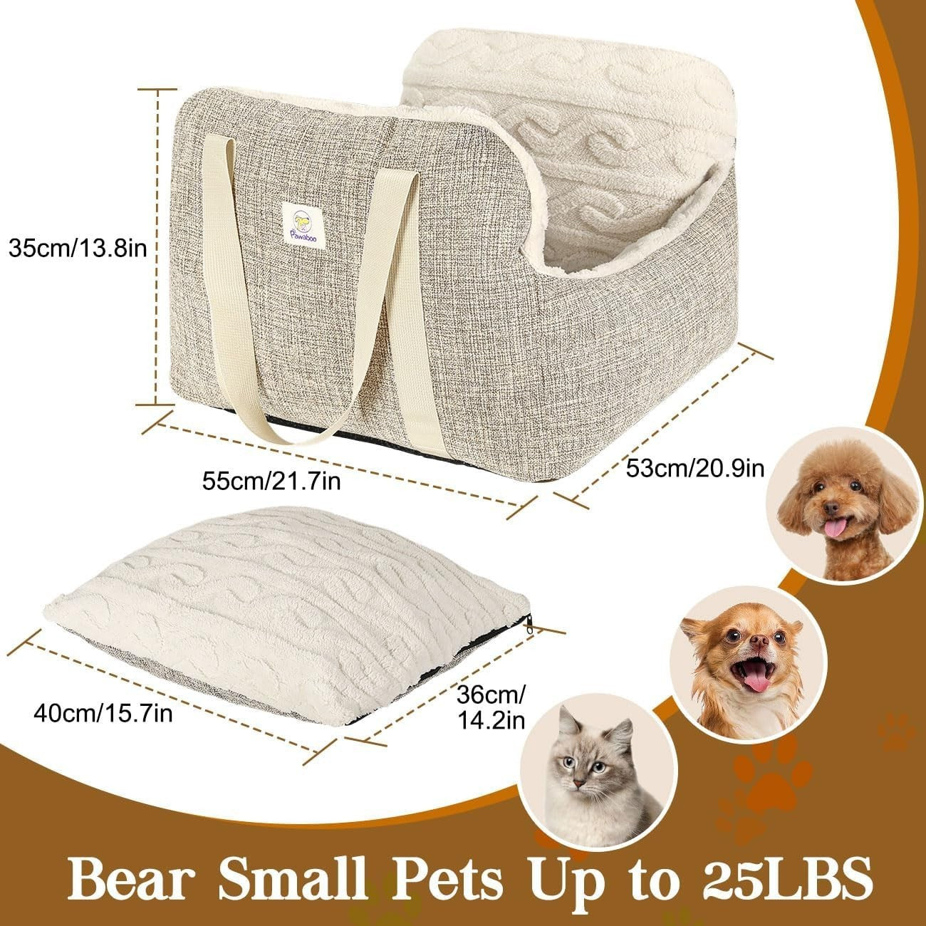 Dog Booster Car Seat Pet Travel Bed Safety Leash Washable Up to 25lb