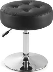 Black PU Leather Vanity Chair – Adjustable Round Swivel Makeup Stool