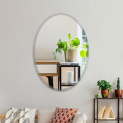 Oval Frameless Bathroom Mirror 28x20 Inch Beveled Edge, Easy Install