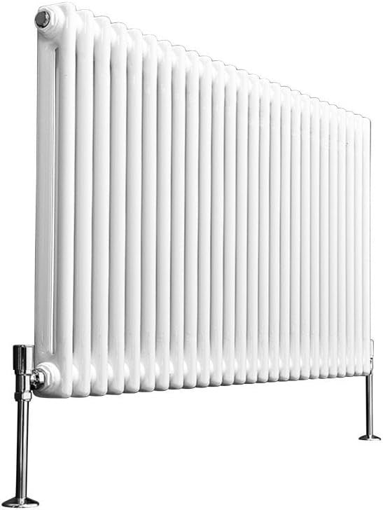 Double Column Horizontal Radiator 600x1190mm White Cast Iron Style