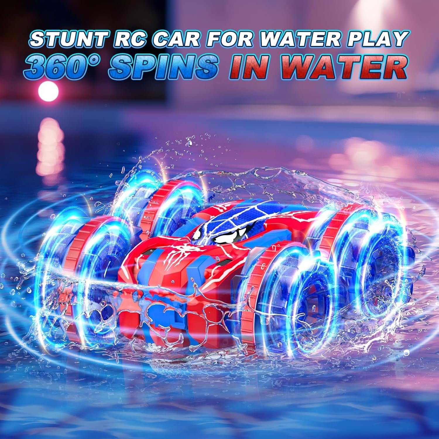 4WD Waterproof RC Stunt Car 360° Rotation Amphibious Remote Control Toy Kids