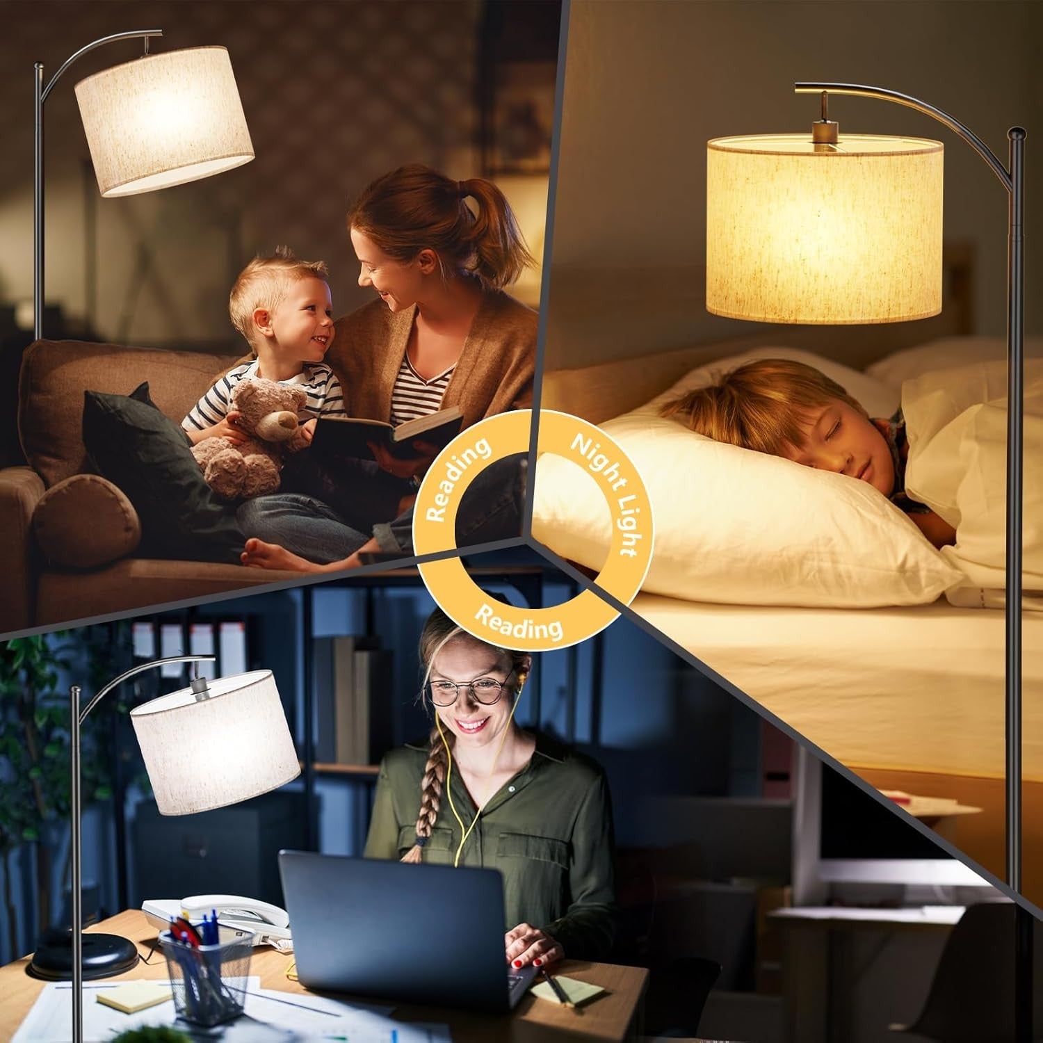 Arc Floor Lamp Remote Control Dimmable Reading Light Modern Standing Lamp