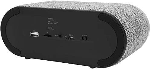 Grey Fabric Bluetooth Alarm Clock Speaker FM Radio LED Desk Bedside