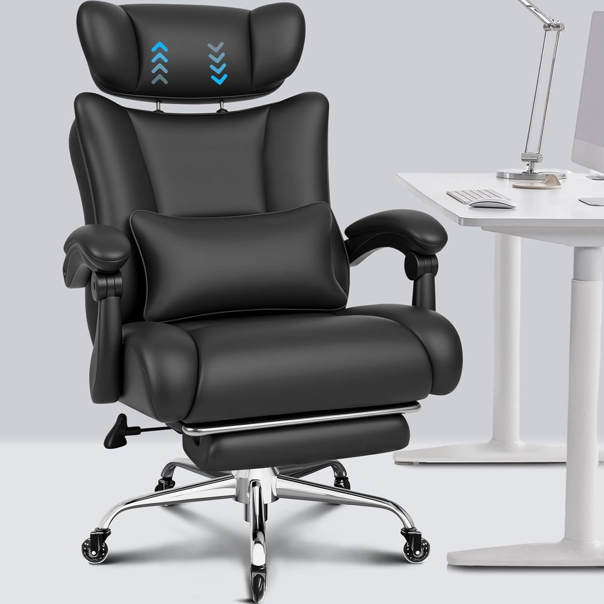 XXL Office Chair Recliner Big & Tall Ergonomic PU Leather Gaming Desk Seat