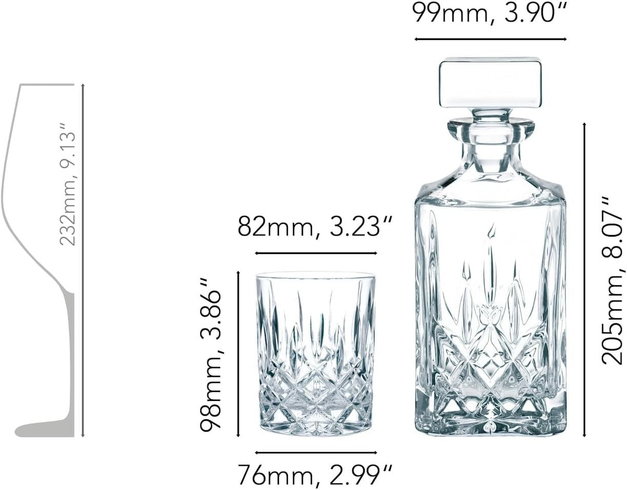Crystal Whiskey Decanter Set with 2 Glasses | Premium Cut Glass Gift Box