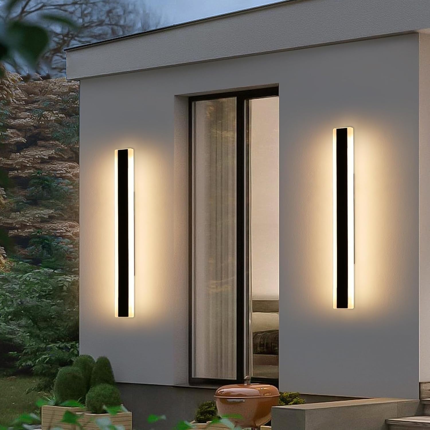 Outdoor Waterproof LED Wall Light 80cm, 3-Color Change, 2 Pack, Modern