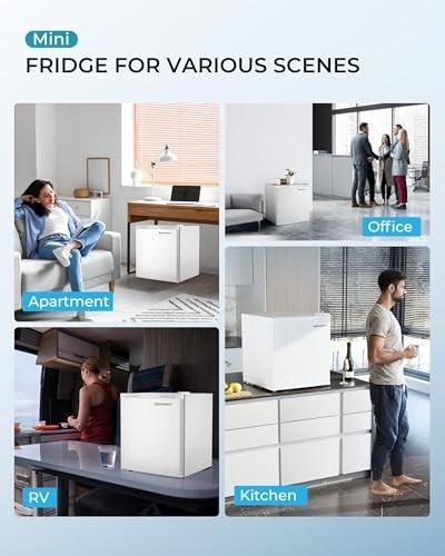 Mini Fridge 46L Compact Freezer-on-Top Table Top 7-Level Thermostat White
