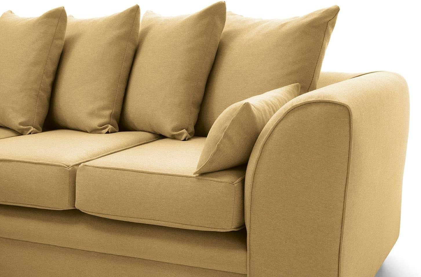 Mustard L-Shaped 3 Seater Corner Sofa Modern Brushed Cotton Removable Cover