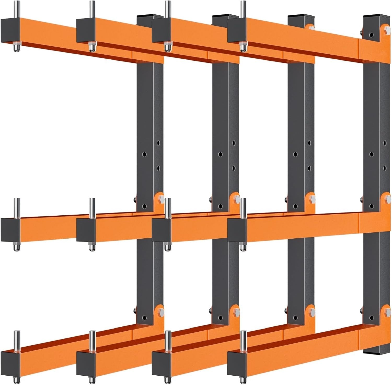 Wall-Mount Wood Storage Rack 2-Pack Black & Orange 61D x 40.6W x 61H cm