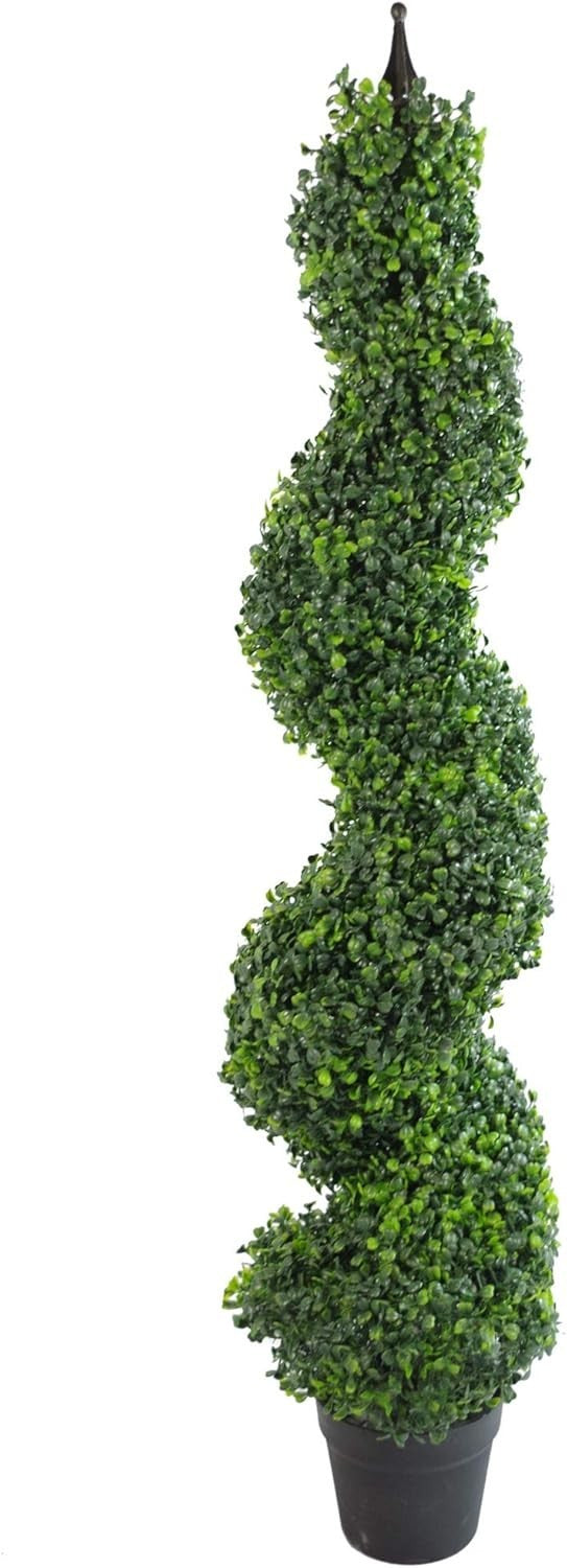 120cm Artificial Boxwood Spiral Topiary Tree in Nursery Pot Indoor Outdoor Decor
