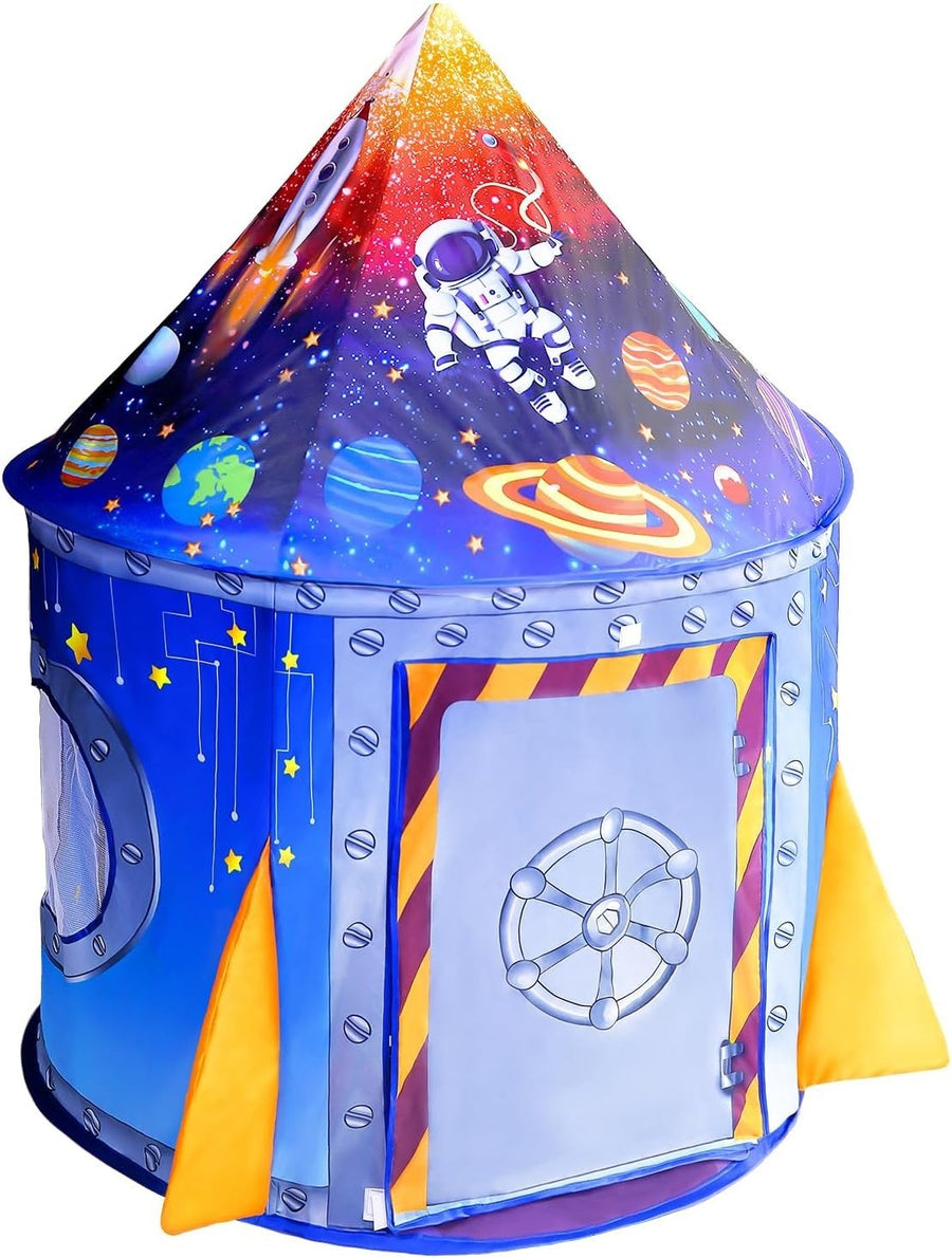 Kids Rocket Ship Play Tent Pop Up Space Playhouse Indoor Outdoor Gift