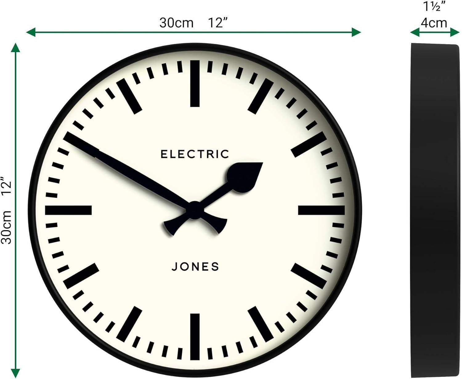 30cm Modern Wall Clock Silent Quartz Station Style Round Clock Home Office