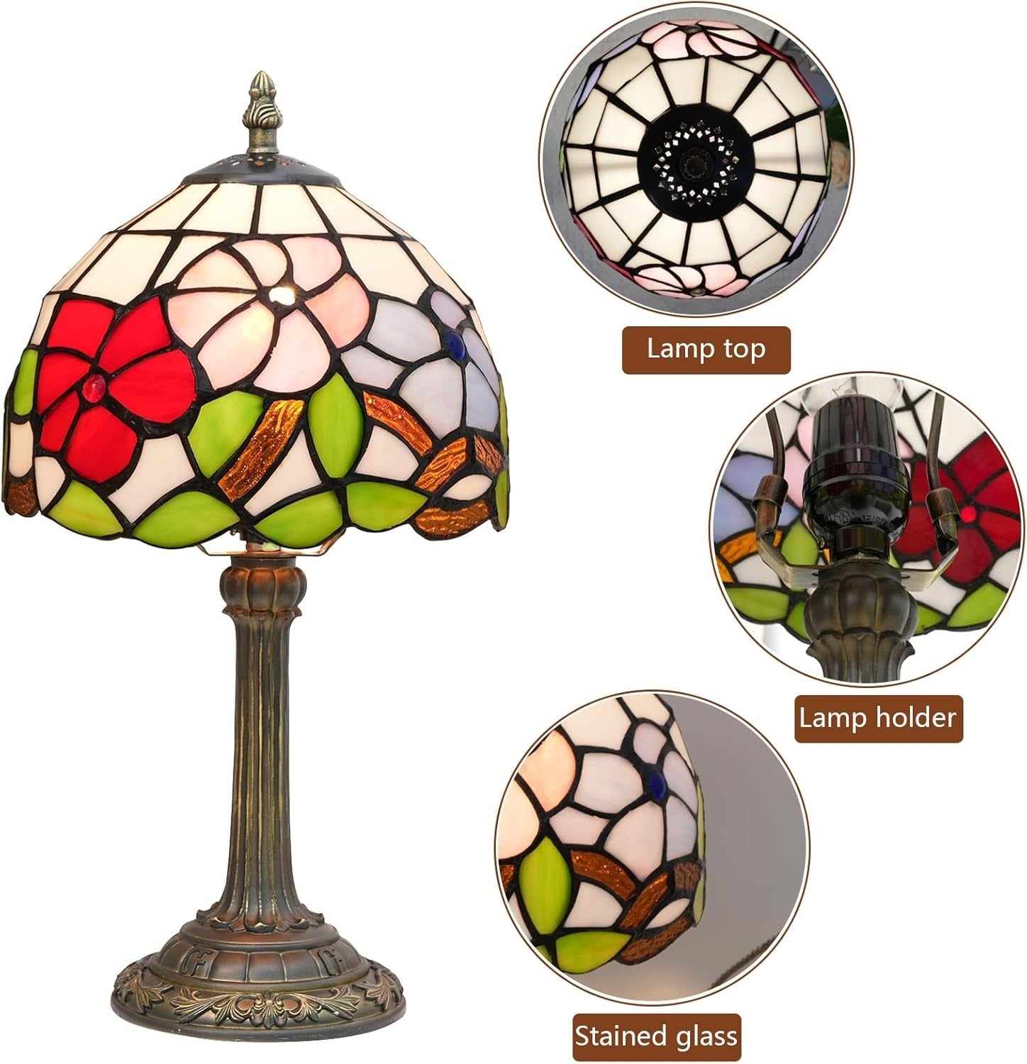 Stained Glass Tiffany Table Lamp 20x20x36cm Bedside Light Decor