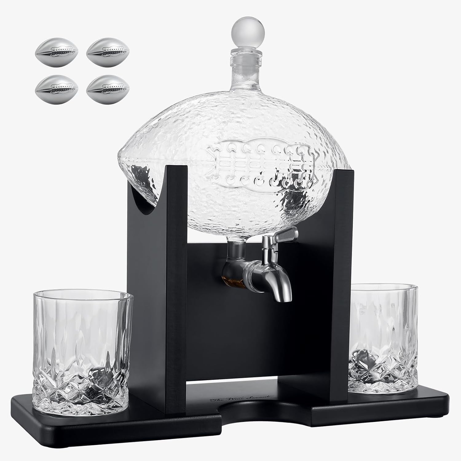 Football Whiskey Decanter Set 1400ml with Stand & 2 Glasses – Sport Lover Gift