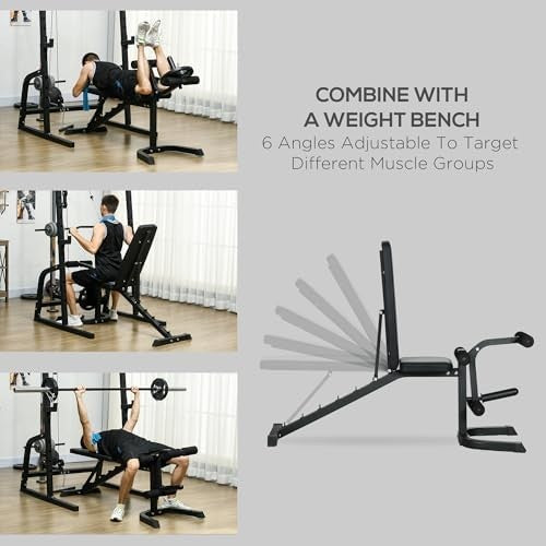 Smith Machine Cable Pulley System Adjustable Bench Home Gym Rack