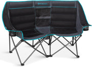 Double Camping Chair 2-Seater Foldable Sofa with Cooler Bag & Padded Seat