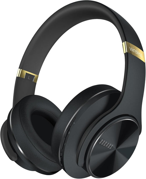 Black Bluetooth 5.3 Over Ear Headphones 90H Playtime 3EQ Foldable