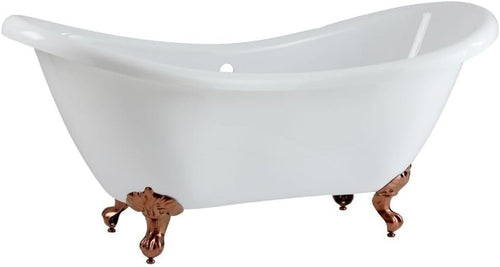 White Double Ended Freestanding Slipper Bath 1750x730mm Bronze Claw Feet