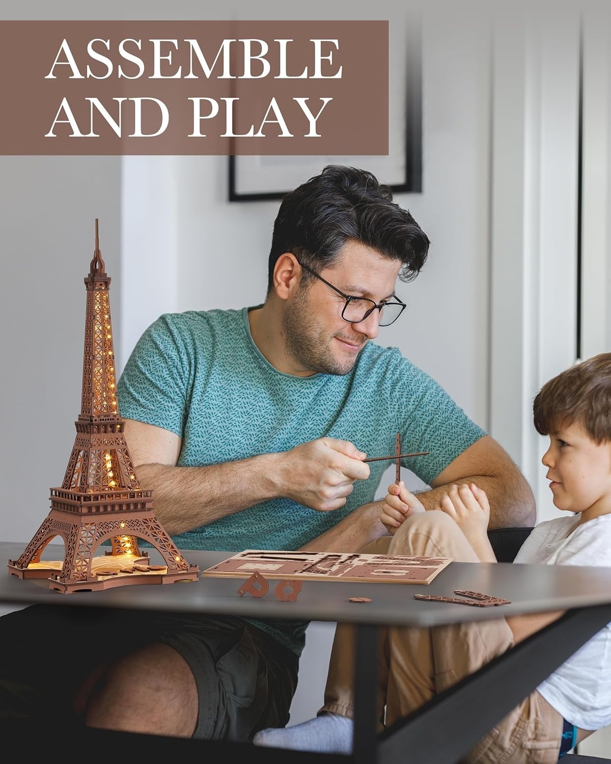 3D Eiffel Tower Puzzle with Lights DIY Model Kit for Adults & Kids