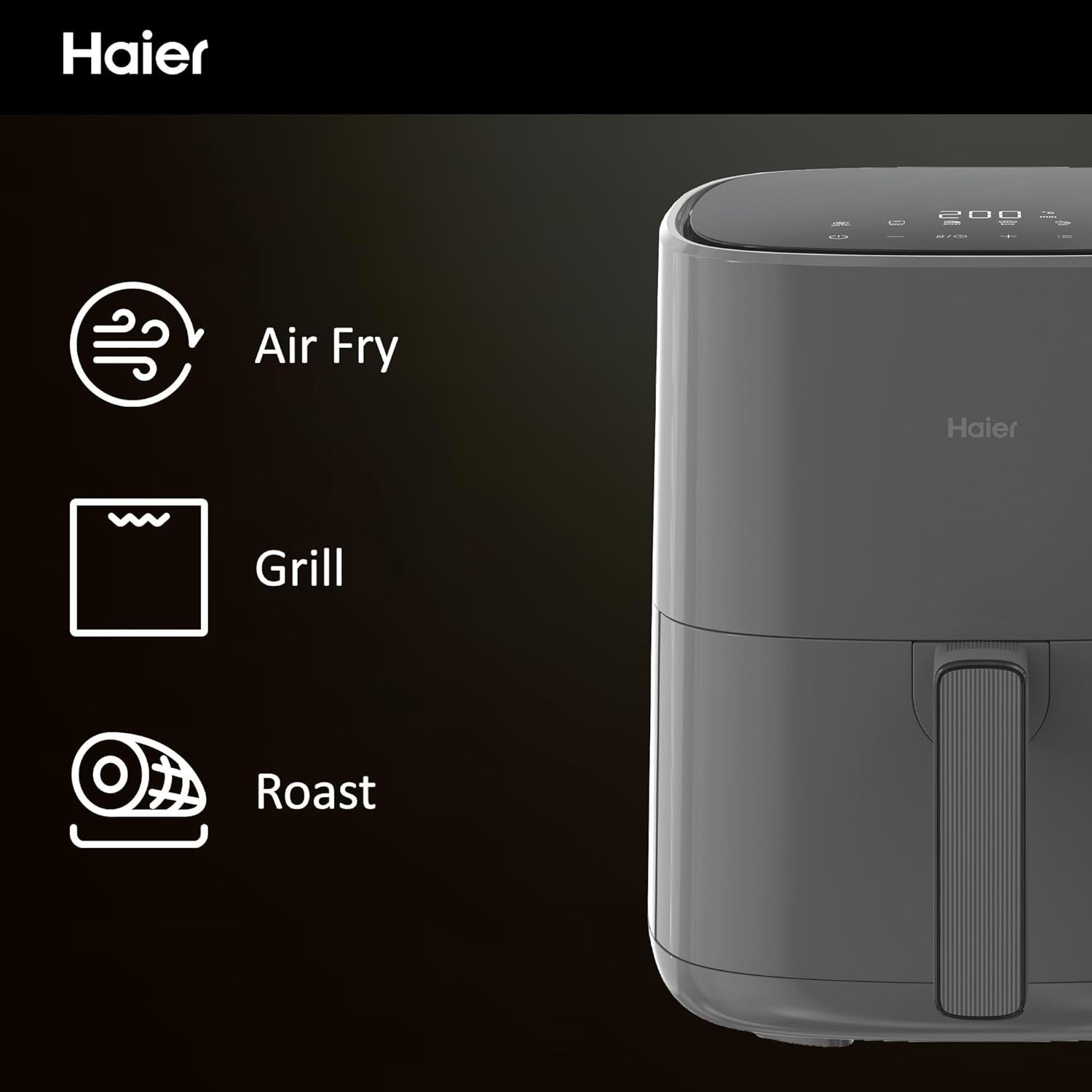 5L Digital Air Fryer 6in1 Bake Roast Grill Defrost Dehydrate 80-200°C
