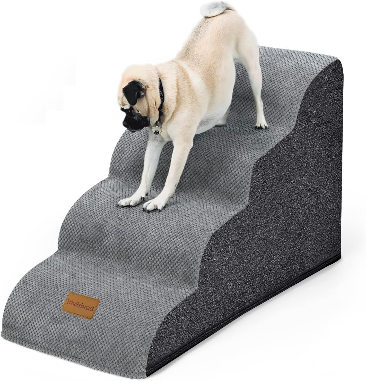 Wide Dog Stairs 4 Step Foam Pet Ramp 70x40x50cm Non Slip