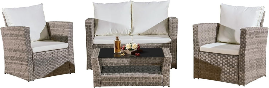 4 Seater Rattan Garden Furniture Set Outdoor Patio Sofa Table Chairs