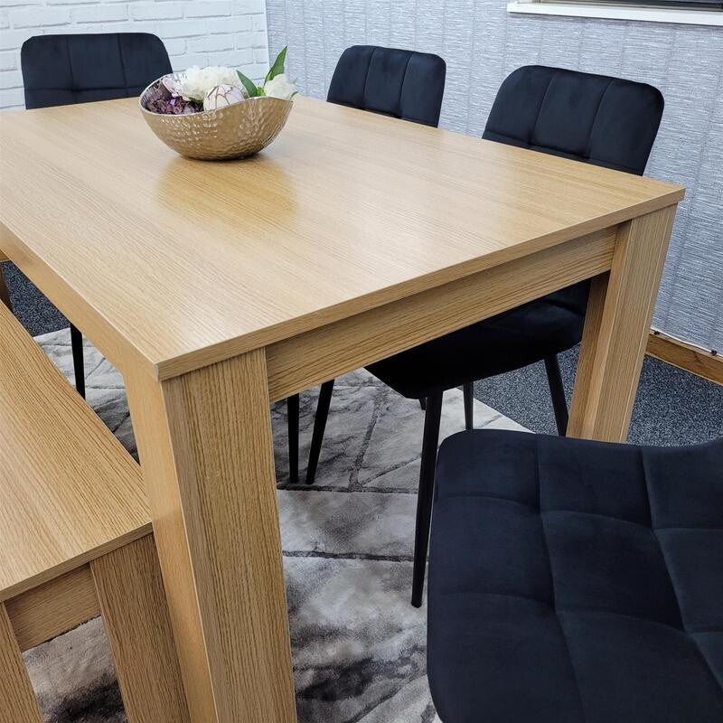 6 Seater Dining Table Set with Bench & 4 Chairs for Kitchen or Home