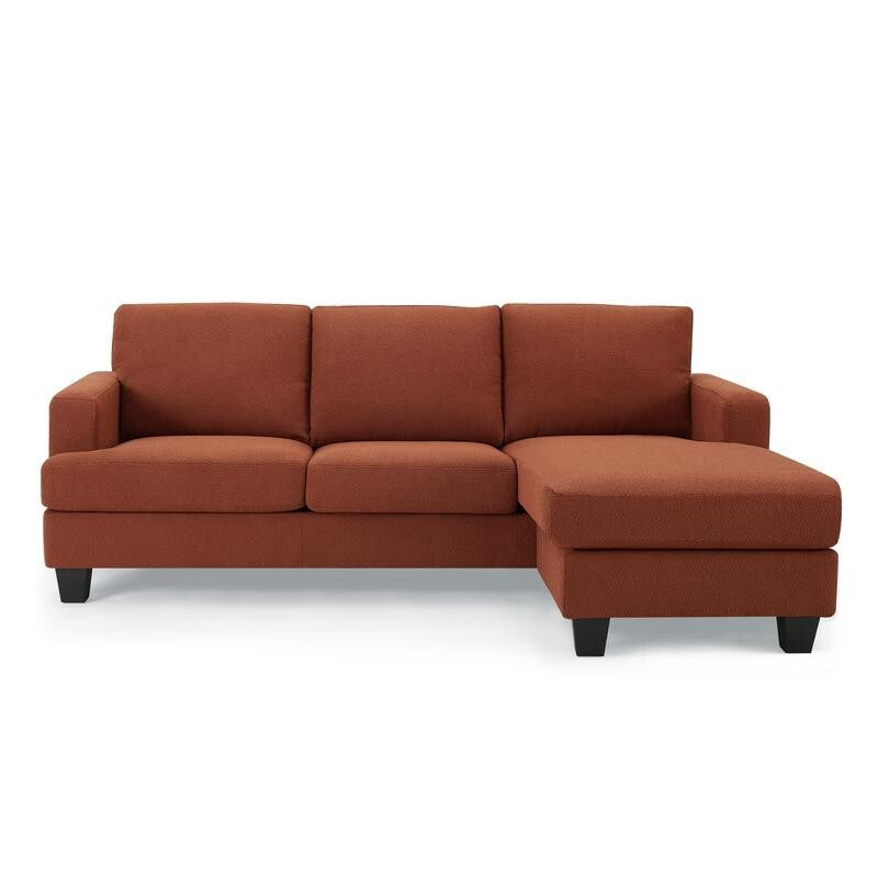 3 Seater Chaise Sofa Burnt Orange Boucle Fabric | Left or Right L Shape