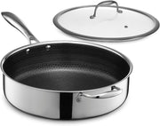 5.5L Deep Non Stick Sauté Pan with Lid – Induction & Oven Safe Stainless Steel
