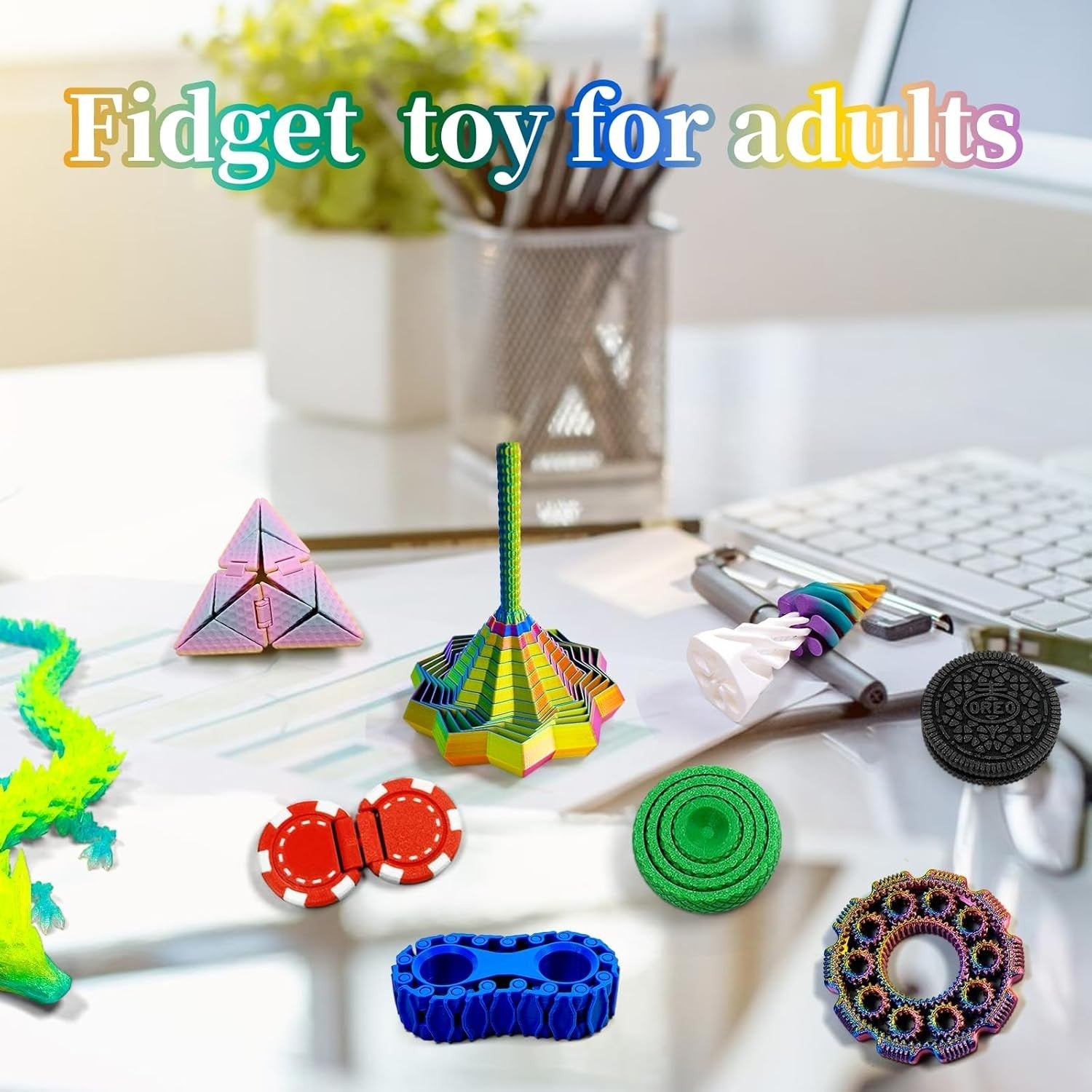 14-in-1 3D Printed Fidget Toys Set Stress Relief Anxiety Desk Gifts