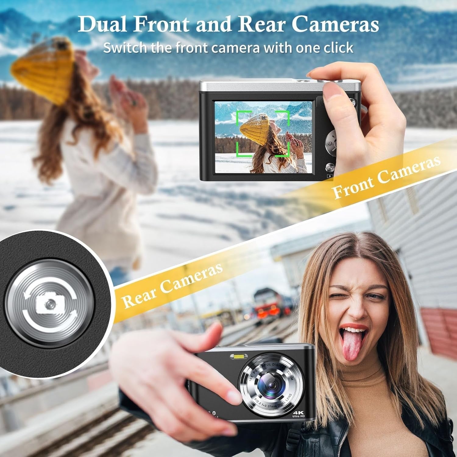 5K 64MP Vlogging Camera WiFi Flip Screen 16X Zoom White Kit