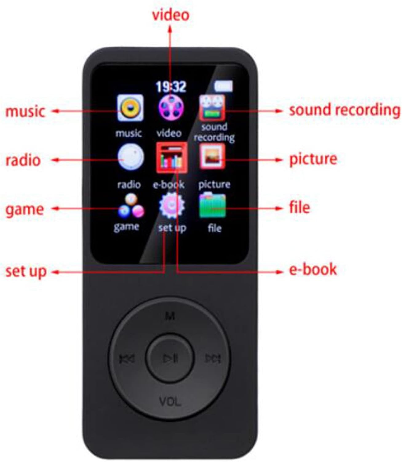 Bluetooth 5.0 MP3 MP4 Player HiFi Sound 20H Playback FM Radio