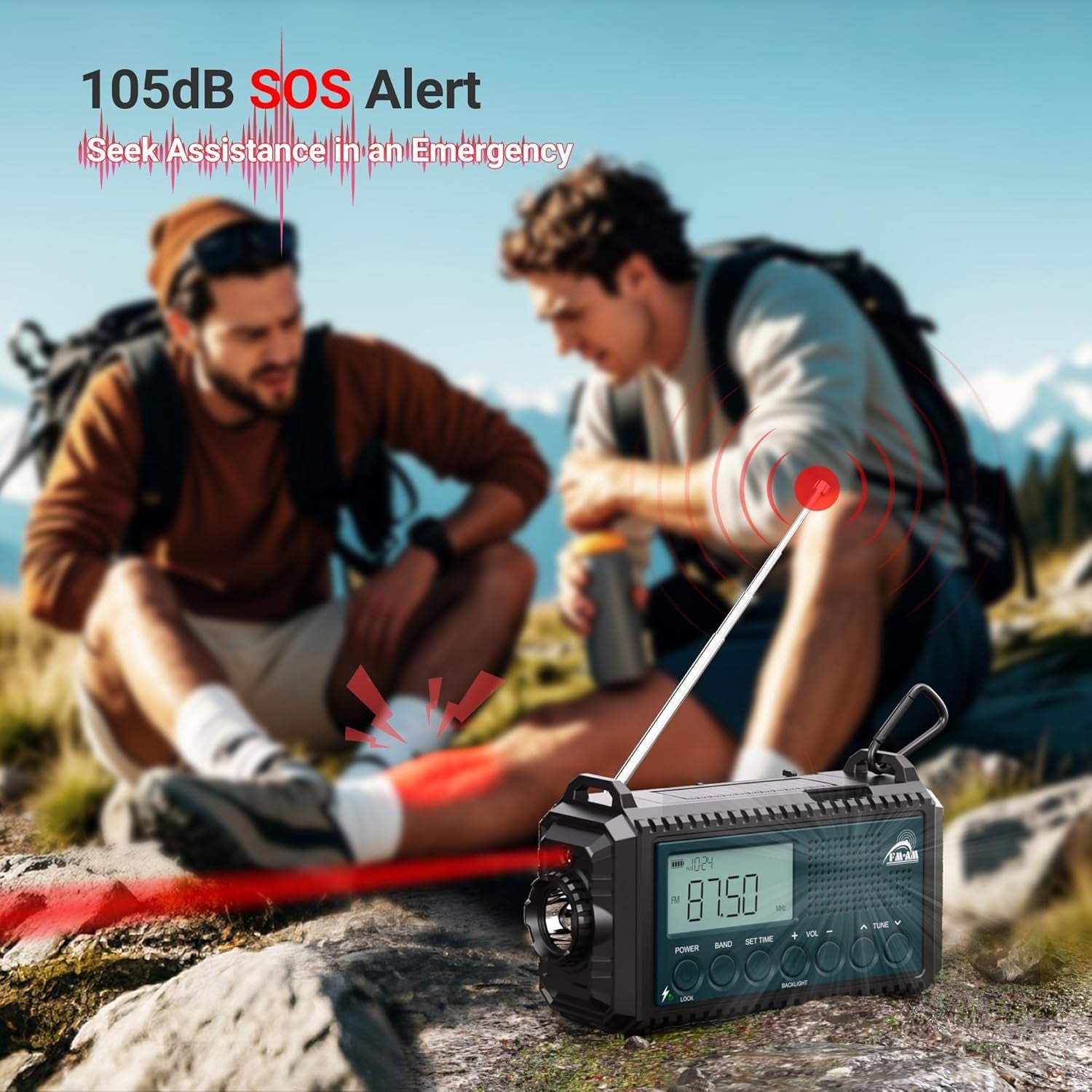 12000mAh Emergency Radio Solar Hand Crank AM FM USB Phone Charger SOS