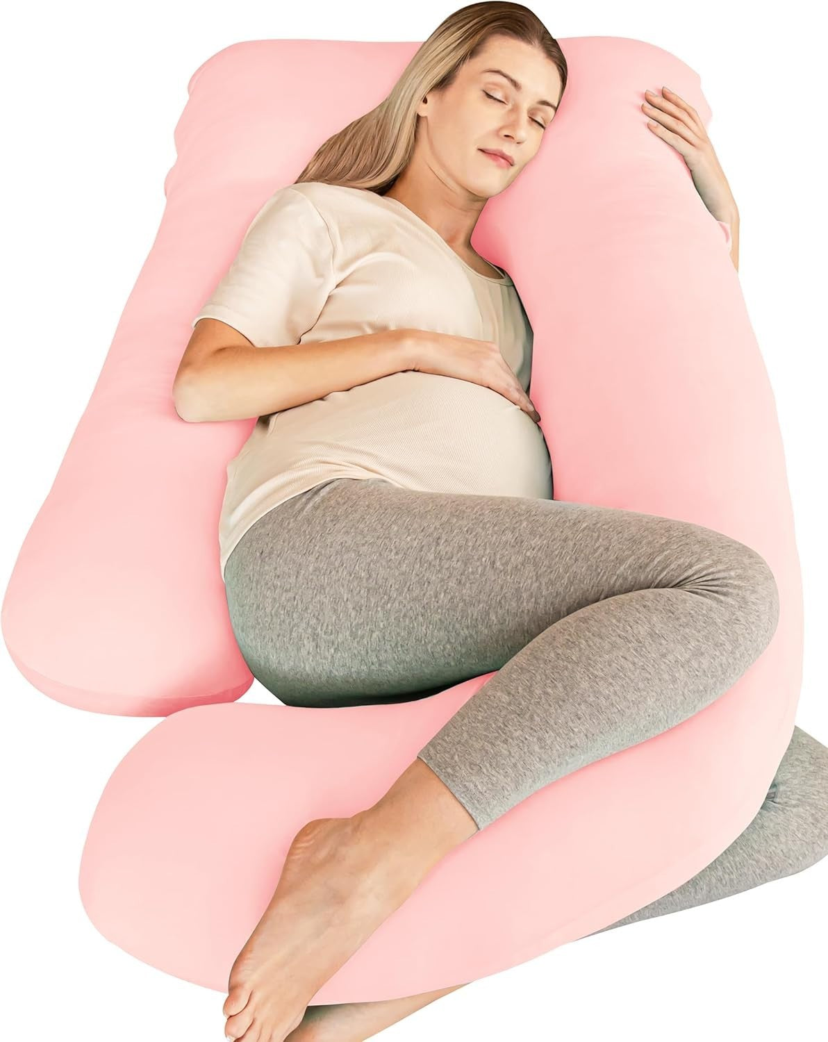 Pregnancy Body Pillow 57” J Shape Full Body Maternity Support Cooling