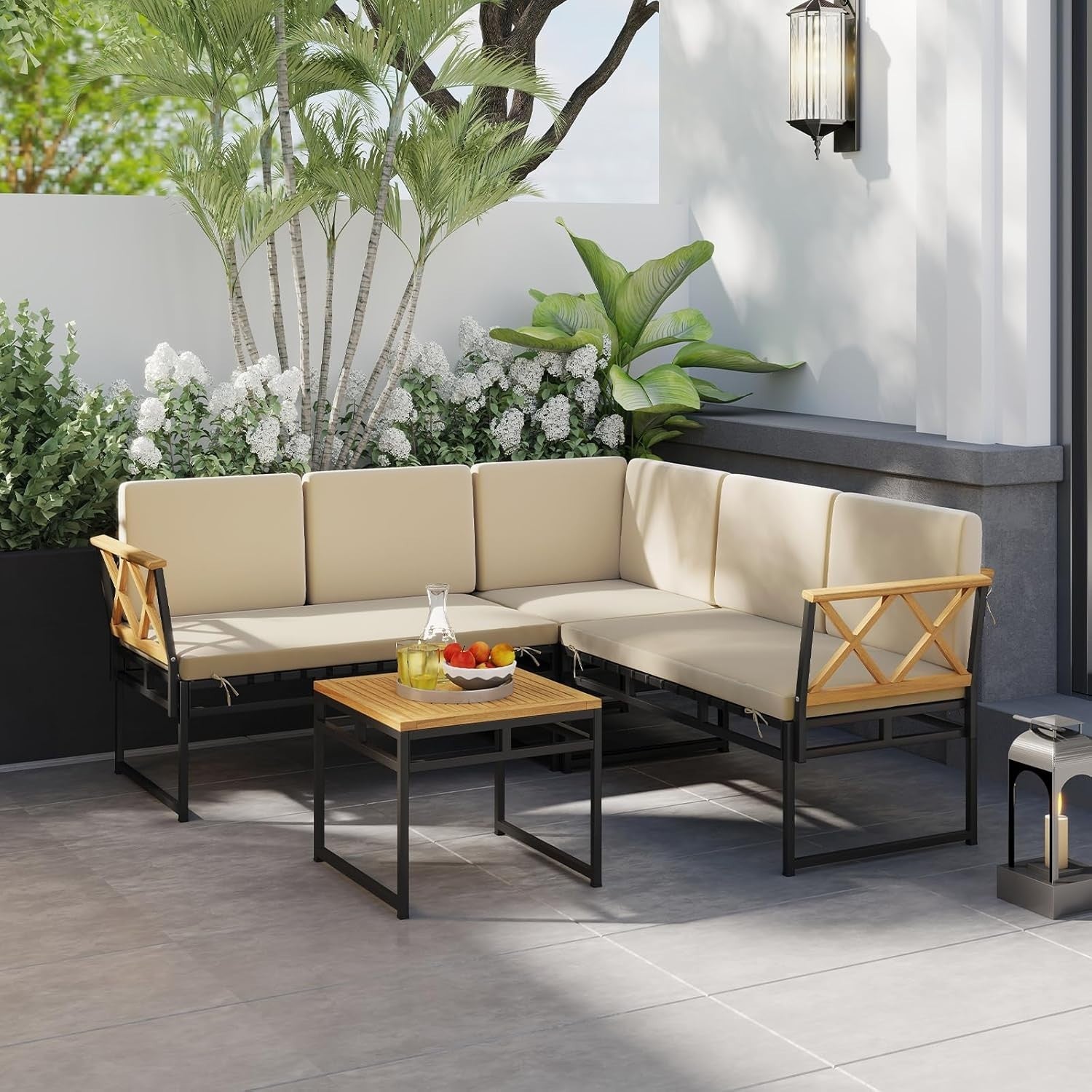 5 Seater Garden Corner Sofa Set w/ Coffee Table Patio Outdoor Furniture