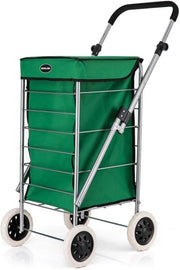 80L Foldable 4 Wheel Shopping Trolley Lightweight Durable Green