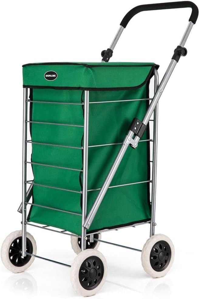 80L Foldable 4 Wheel Shopping Trolley Lightweight Durable Green