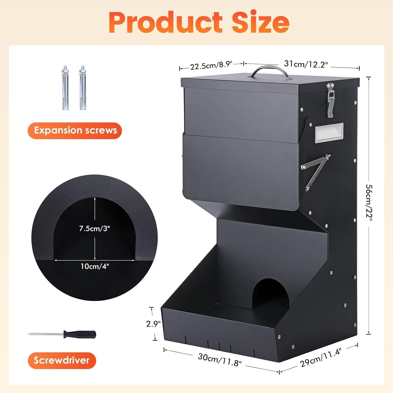 11kg Automatic Dog Feeder Outdoor Gravity Food Dispenser Galvanised
