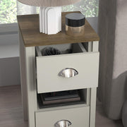 2x Light Grey Oak Bedside Tables with Drawers – Modern Compact Nightstands
