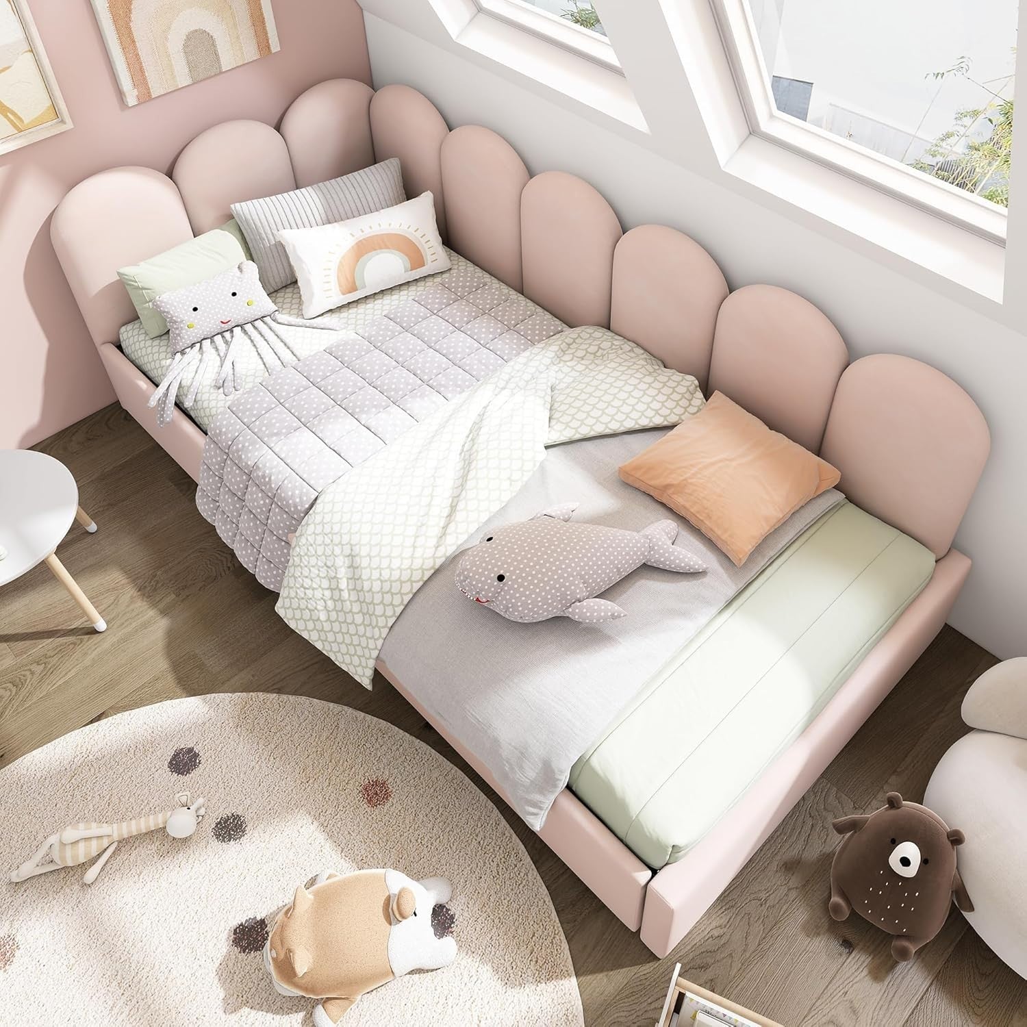 Pink Velvet Daybed Sofa Bed with Storage Drawers 3FT Single Kids Room