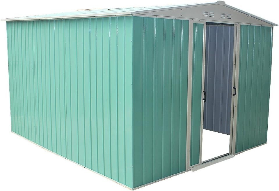 Metal Garden Storage Shed 8x8ft Waterproof Outdoor Shed with Apex Roof Green