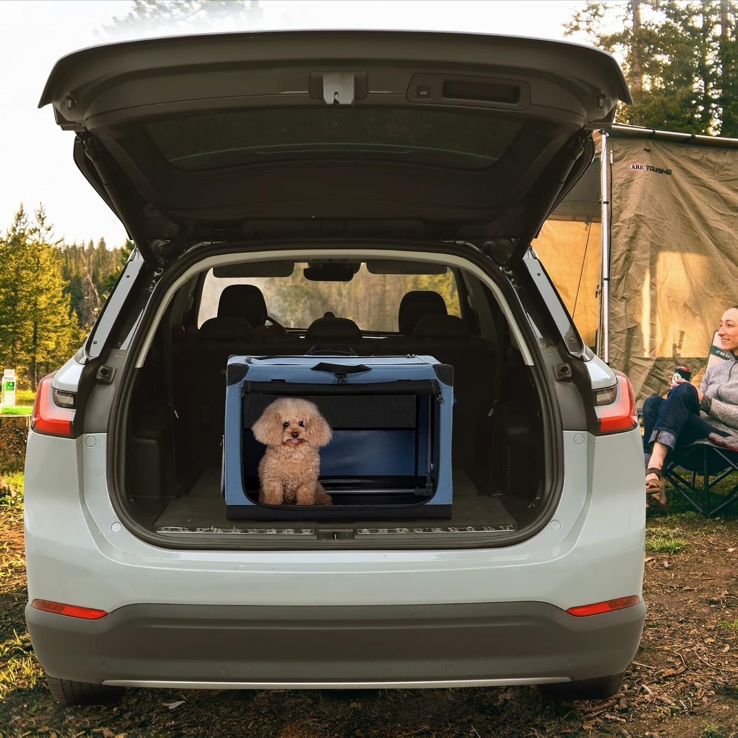 Foldable Medium Dog Crate Portable Soft Pet Carrier Kennel 3 Door Cage 76cm