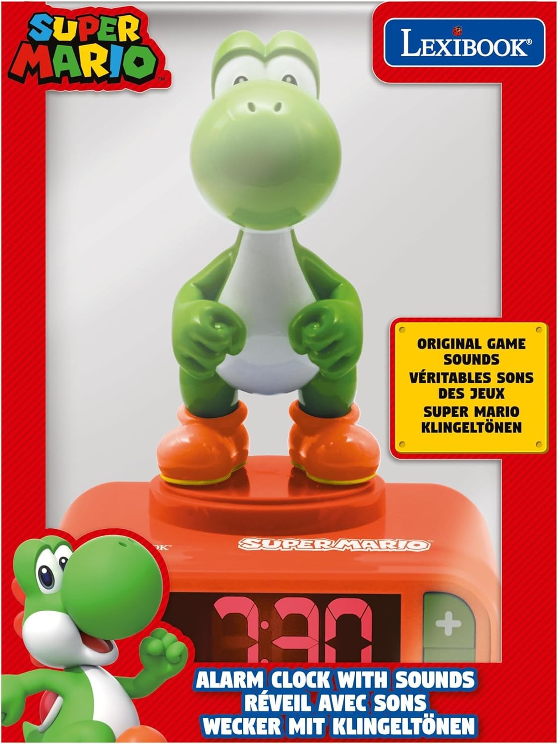 Kids Green Orange Dinosaur Alarm Clock Night Light LCD Snooze Sound