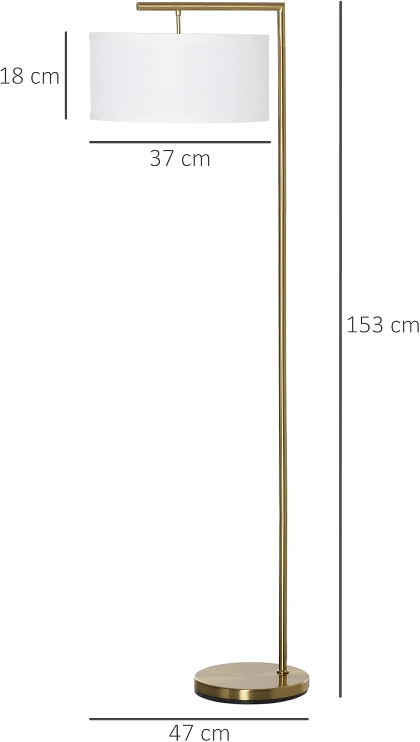 Modern Floor Lamp Linen Shade Gold Standing Light for Living Room Bedroom