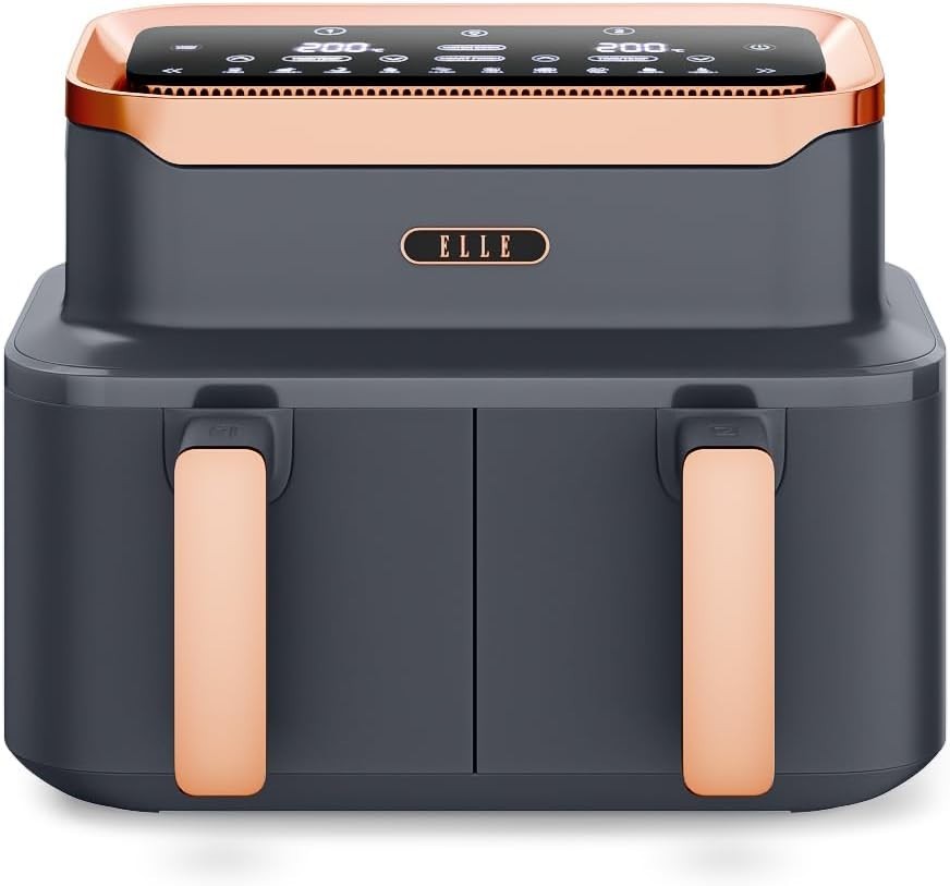 Dual Basket Air Fryer 8.4L Match Cook 10-in-1 Oil Free Touch Grey