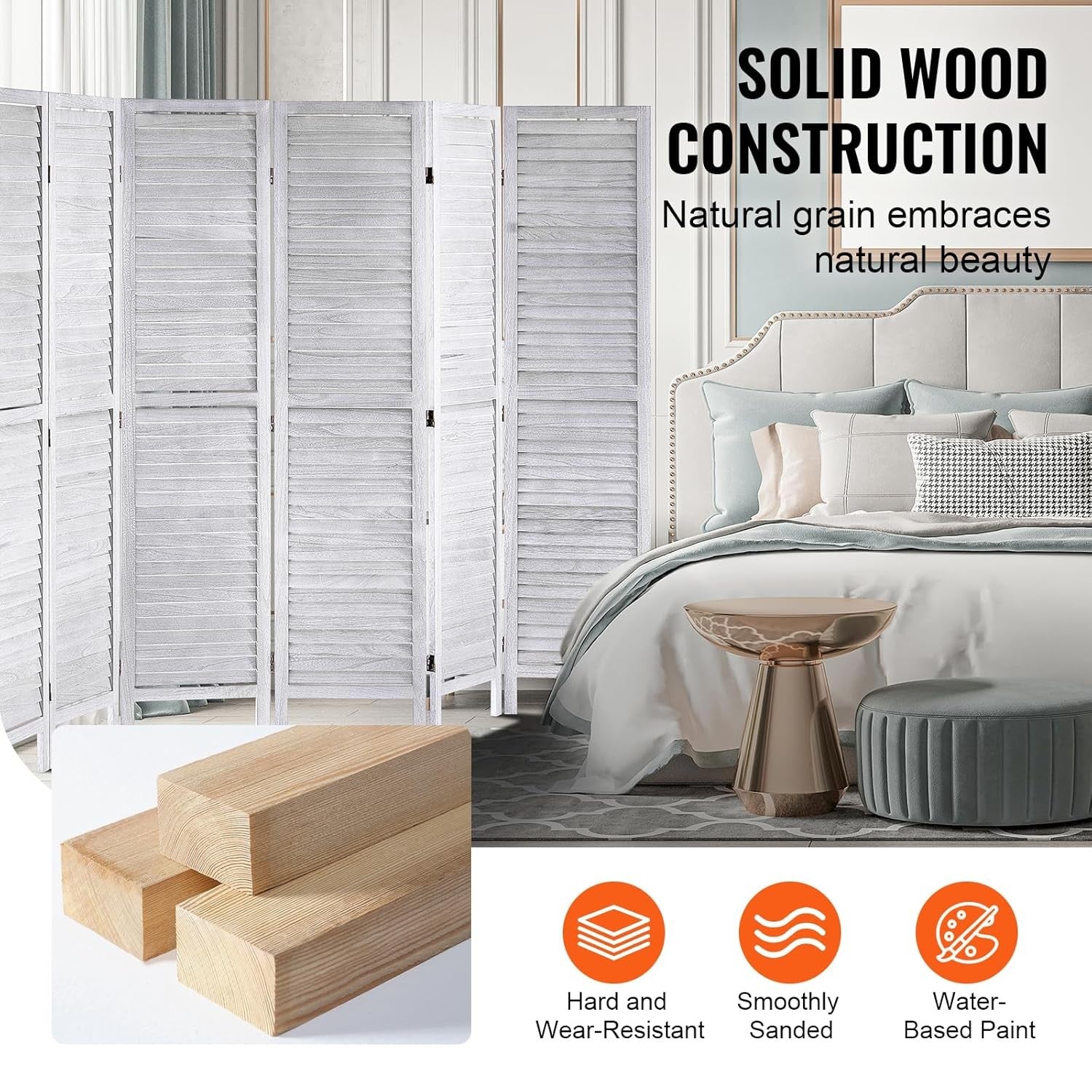 8 Panel Wood Folding Room Divider Privacy Screen Partition 320x170cm