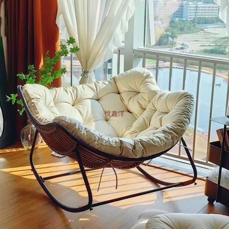Oversized Papasan Rocking Chair Indoor Outdoor Lounge Seat Comfort