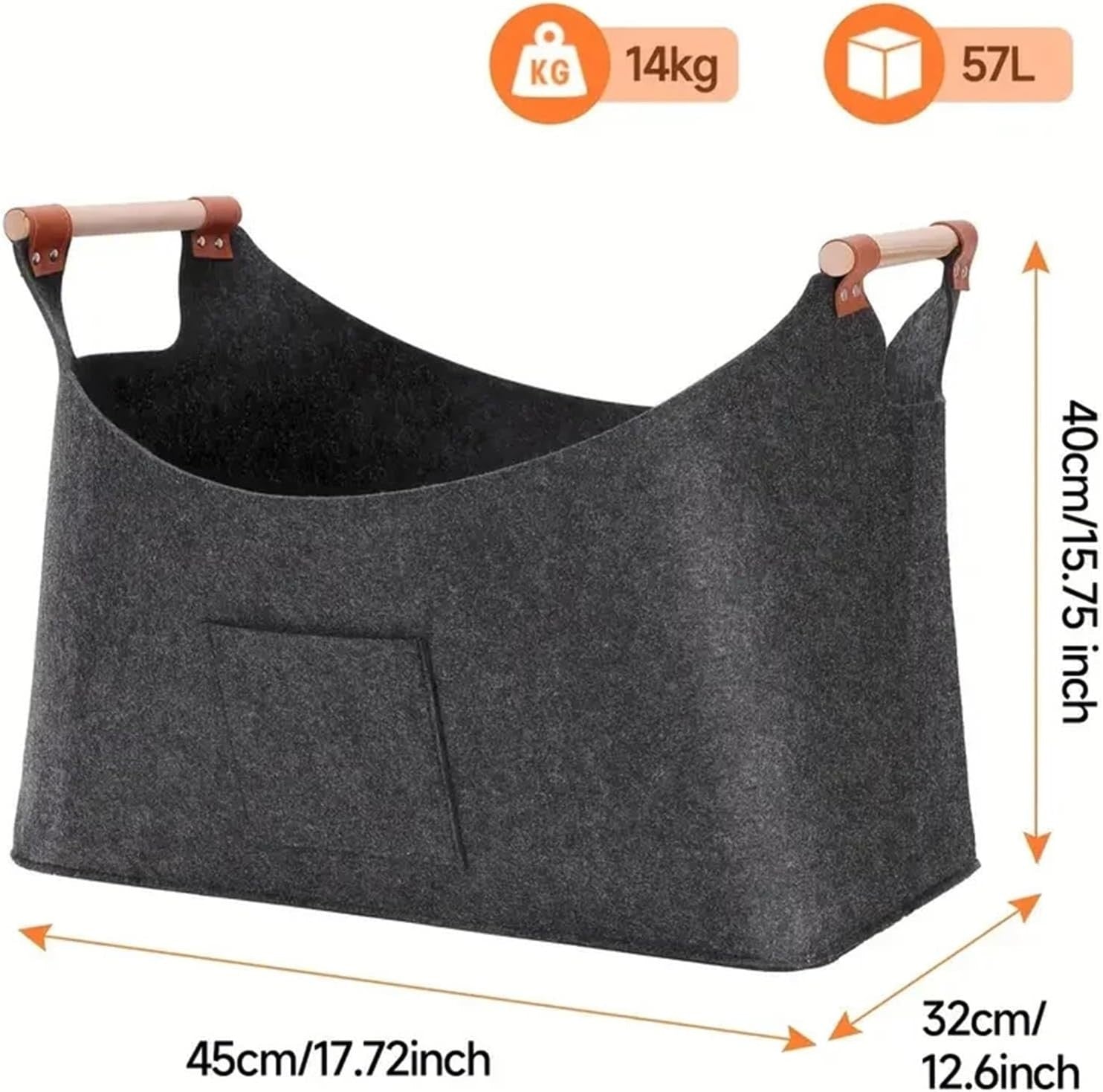 Large Felt Firewood Basket with Handles – Foldable, Durable Log Carrier