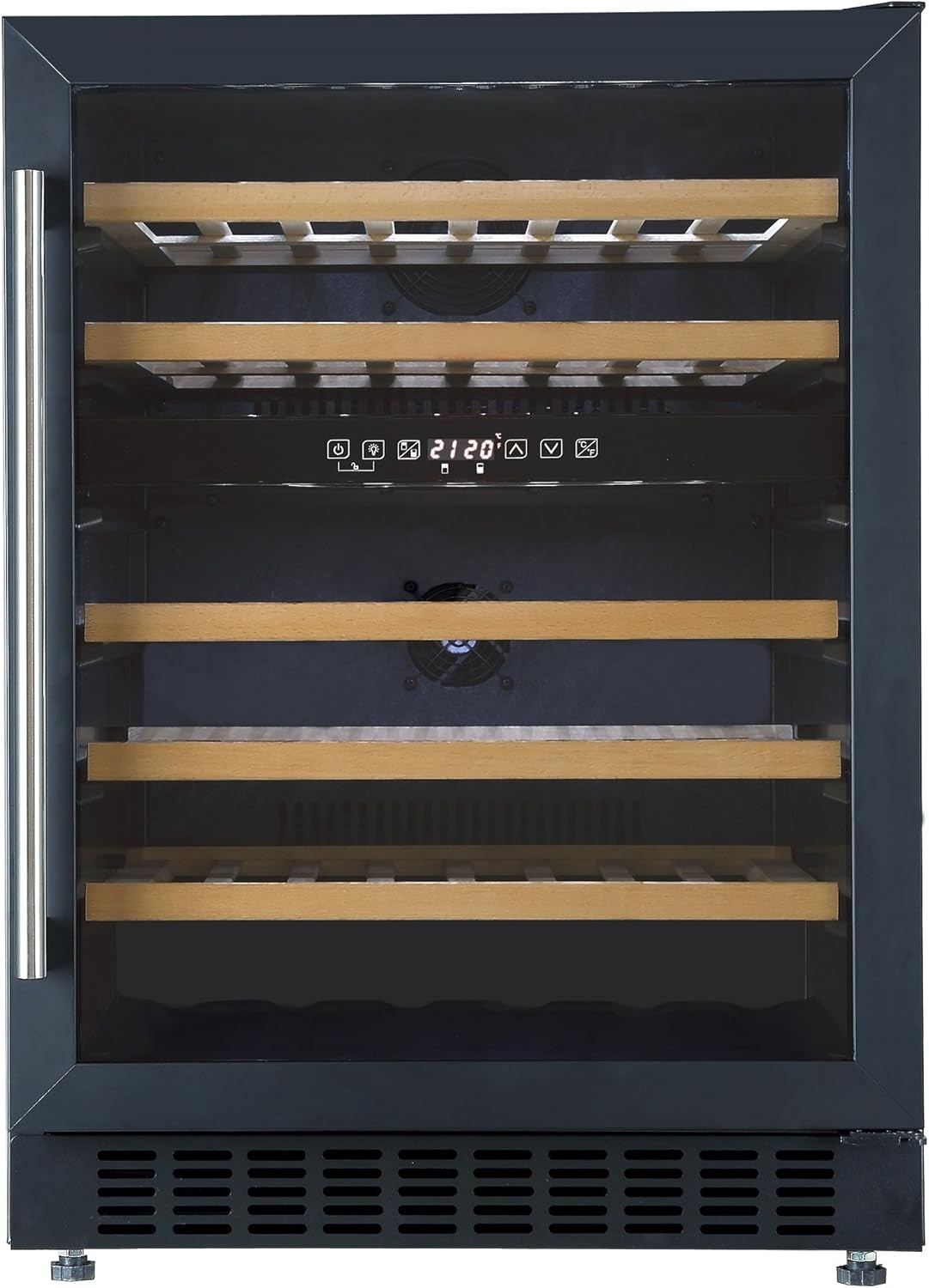 46 Bottle Dual Zone Wine Cooler Built In Under Counter LED Glass Door