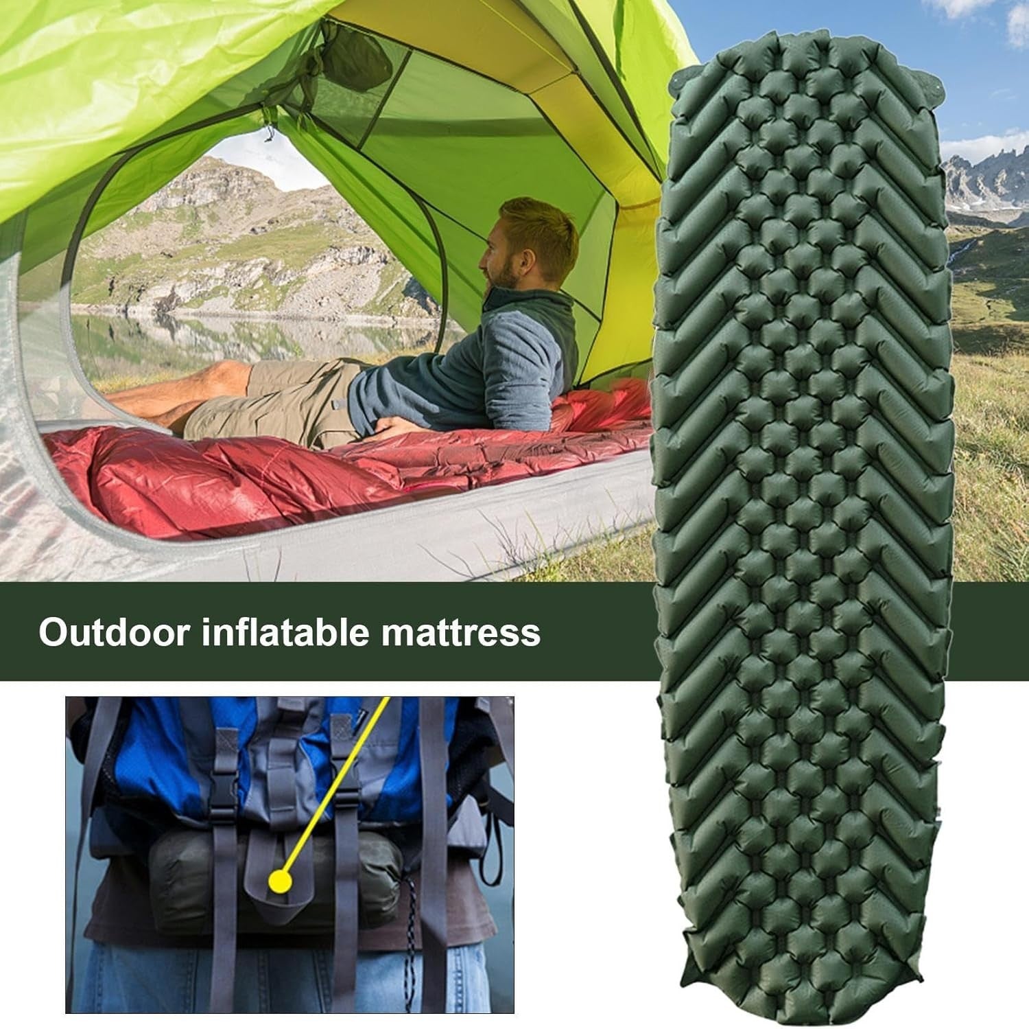 Inflatable Camping Air Mattress Foldable Bed Pad for Tent Car Beach